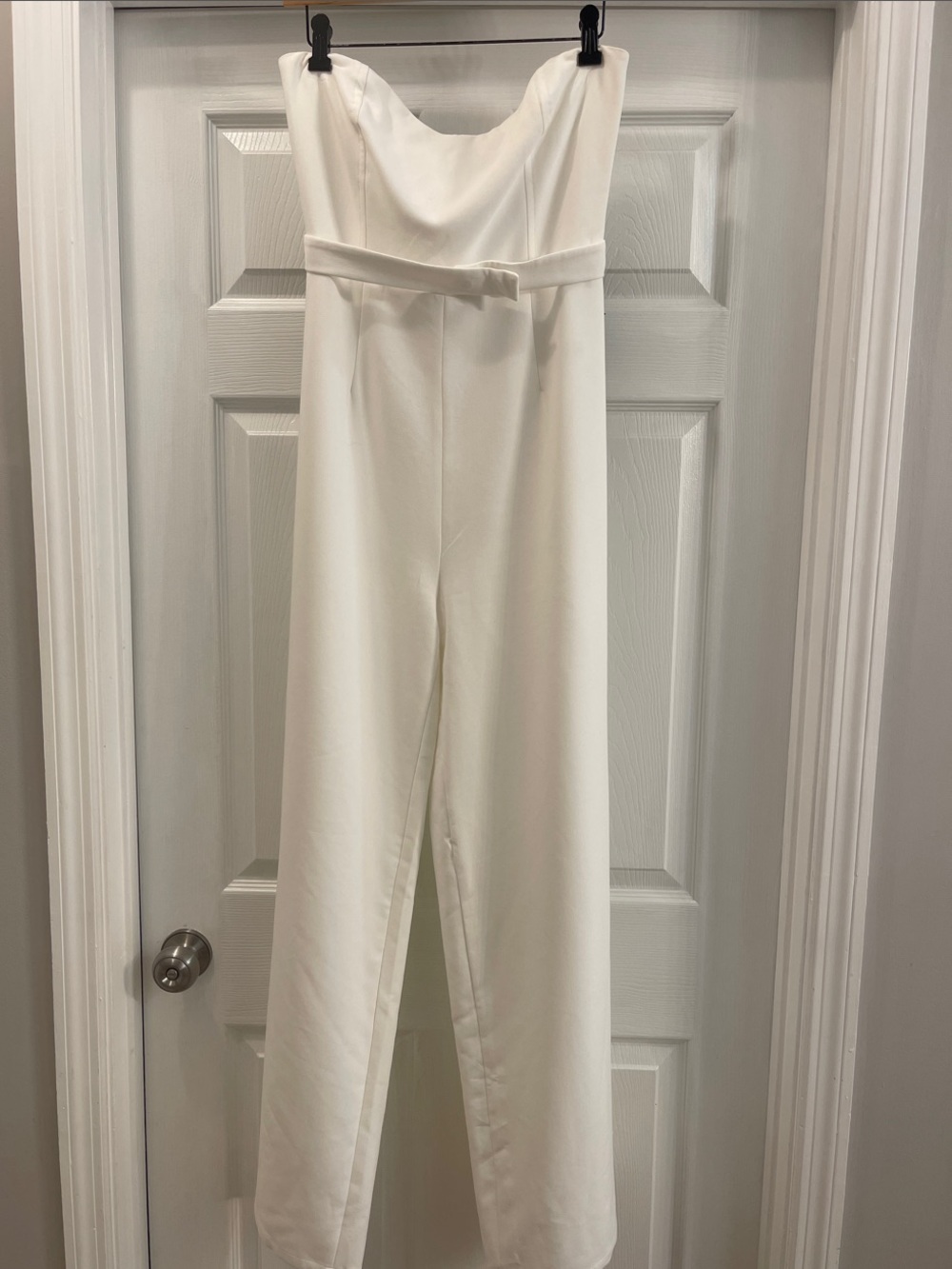 Lulus White Wide Leg Strapless Jumpsuit Large